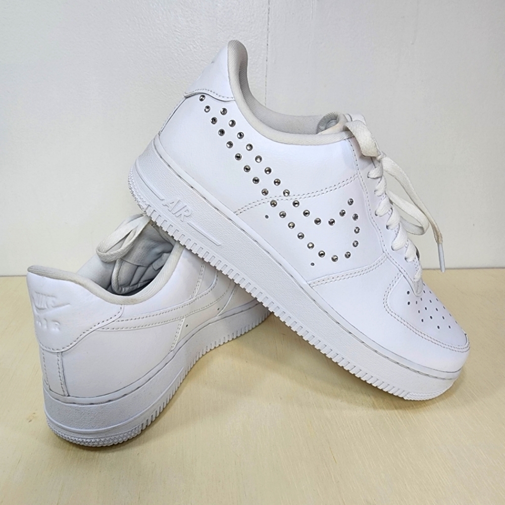 Rare one of a kind Nike Air Force 1 White with pretty  Studded Sneakers